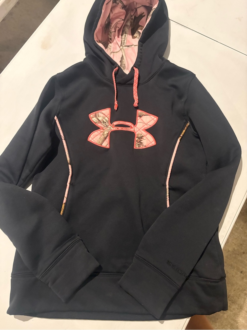 Under Armour Black Hoodie with Pink Camouflage Accents